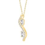 LADIES PENDANT 1CT ROUND/PEAR DIAMOND 14K YELLOW GOLD - Image 3