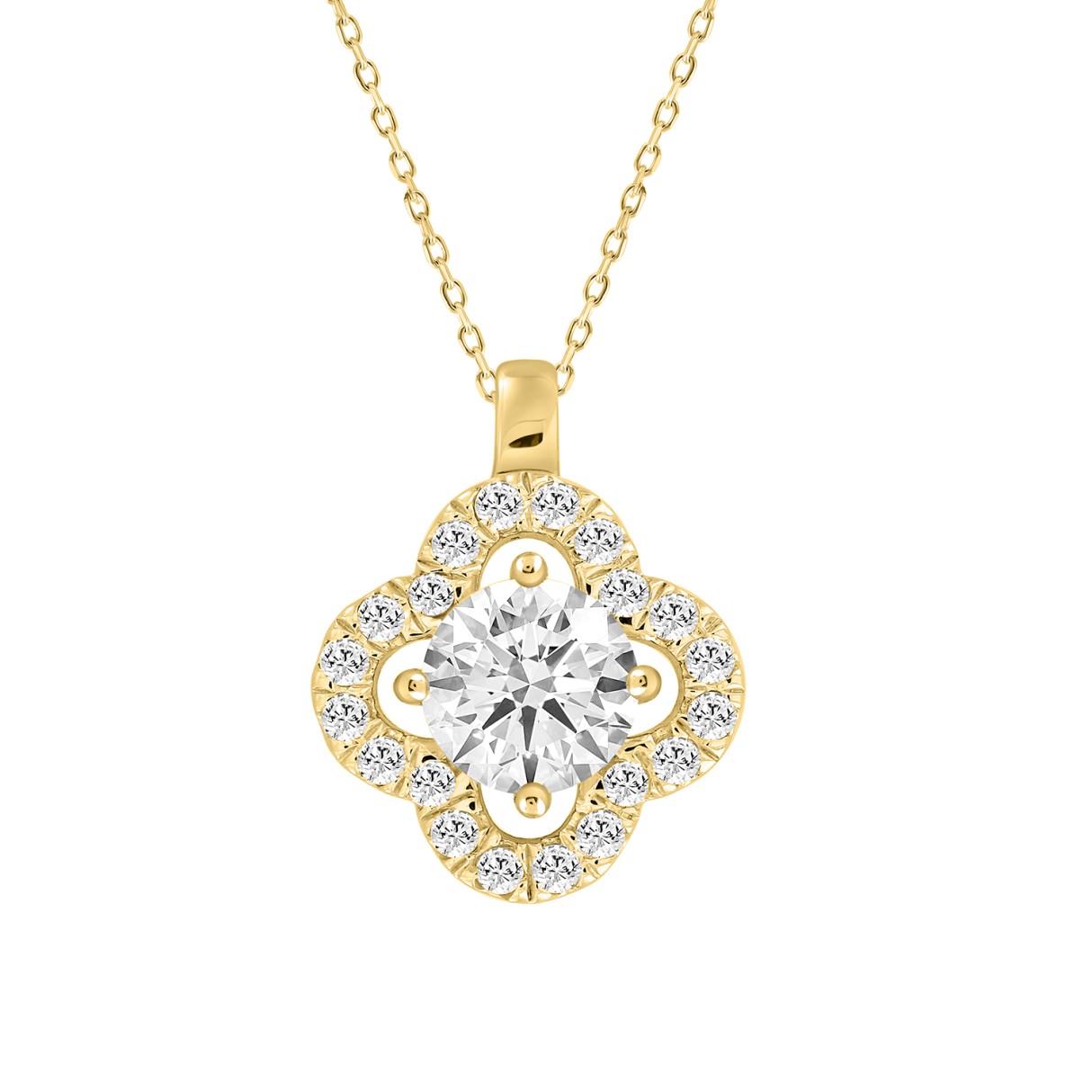 LADIES PENDANT WITH CHAIN 1 1/3CT ROUND DIAMOND 14K YELLOW GOLD (CENTER STONE ROUND DIAMOND 1CT) - Image 1