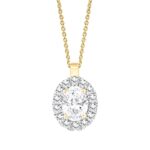 LADIES PENDANT WITH CHAIN 1 1/3CT ROUND/OVAL DIAMOND 14K YELLOW GOLD (CENTER STONE OVAL DIAMOND 1CT)