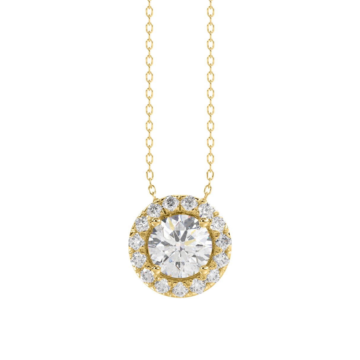 LADIES PENDANT WITH CHAIN 1 1/4CT ROUND DIAMOND 14K YELLOW GOLD (CENTER STONE ROUND DIAMOND 1CT) - Image 1
