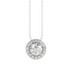 LADIES PENDANT WITH CHAIN 1 1/4CT ROUND DIAMOND 18K WHITE GOLD (CENTER STONE ROUND DIAMOND 1.00CT)