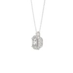 LADIES PENDANT WITH CHAIN 1 3/8CT ROUND/EMERALD DIAMOND 14K WHITE GOLD (CENTER STONE EMERALD DIAMOND 1CT ) - Image 3