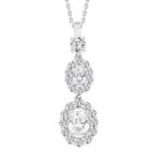 LADIES PENDANT WITH CHAIN 2 1/4CT ROUND/OVAL DIAMOND 14K WHITE GOLD (CENTER STONE OVAL DIAMOND 1CT )