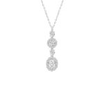 LADIES PENDANT WITH CHAIN 2CT ROUND/OVAL DIAMOND 14K WHITE GOLD (CENTER STONE OVAL DIAMOND 3/4CT )