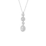 LADIES PENDANT WITH CHAIN 2CT ROUND/OVAL DIAMOND 14K WHITE GOLD (CENTER STONE OVAL DIAMOND 3/4CT ) - Image 3