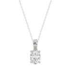 LADIES PENDANTS 1CT OVAL DIAMOND 14K WHITE GOLD
