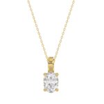 LADIES PENDANTS 1CT OVAL DIAMOND 14K YELLOW GOLD