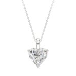 LADIES SOLITAIRE PENDANT 2 1/2CT HEART DIAMOND 14K WHITE GOLD