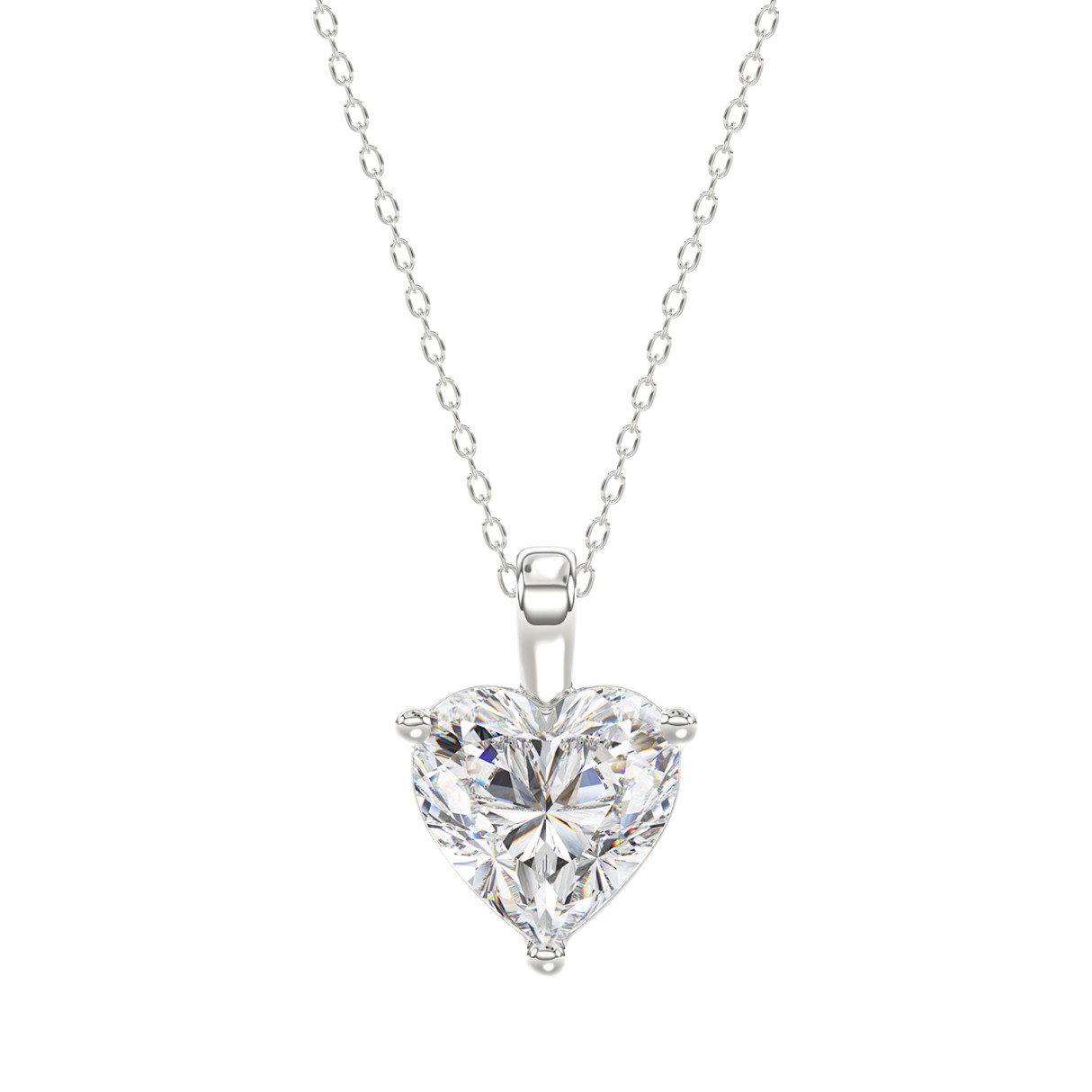 LADIES SOLITAIRE PENDANT 2 1/2CT HEART DIAMOND 14K WHITE GOLD - Image 1