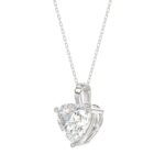 LADIES SOLITAIRE PENDANT 2 1/2CT HEART DIAMOND 14K WHITE GOLD - Image 3
