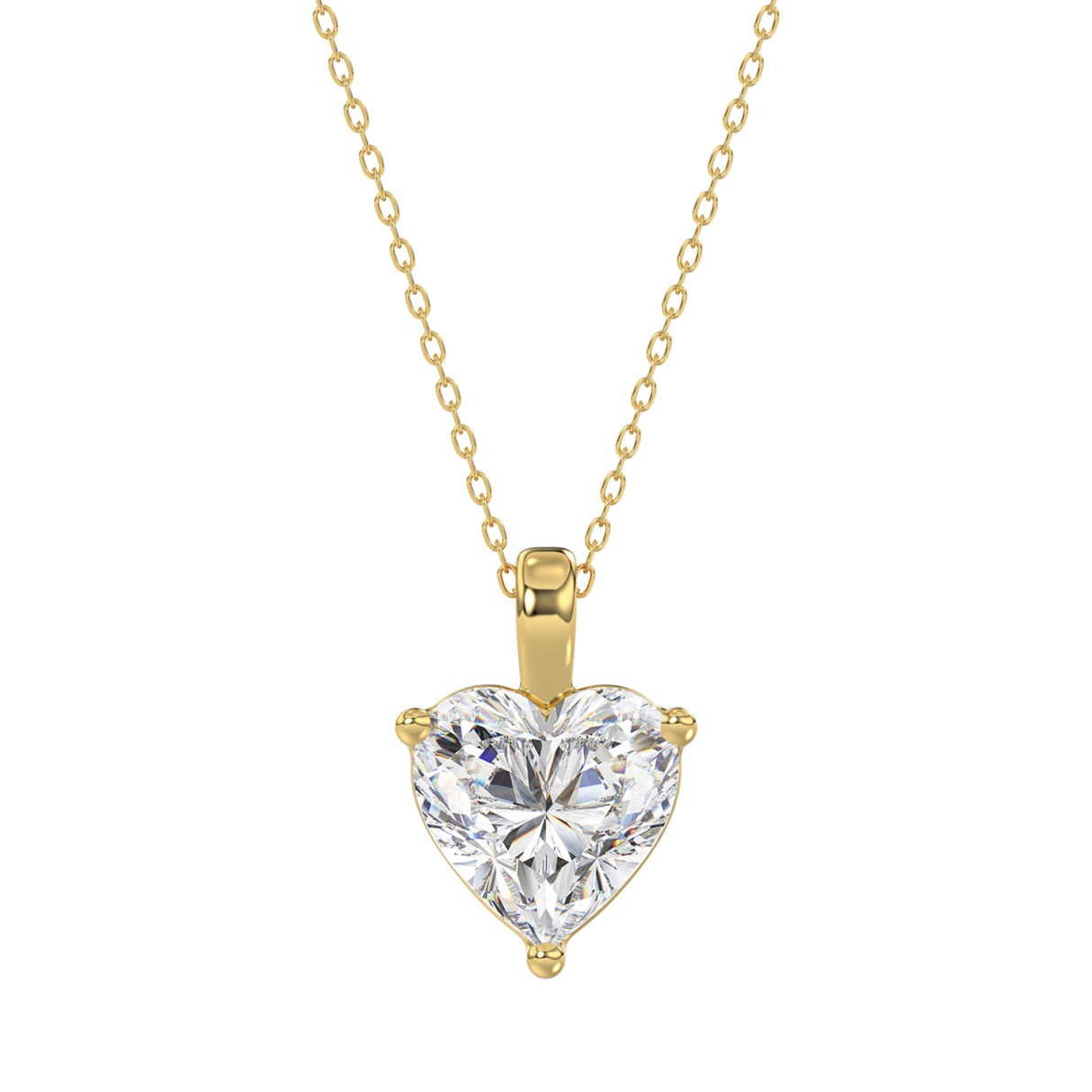 LADIES SOLITAIRE PENDANT 2 1/2CT HEART DIAMOND 14K YELLOW GOLD - Image 1