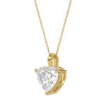 LADIES SOLITAIRE PENDANT 2 1/2CT HEART DIAMOND 14K YELLOW GOLD - Image 3