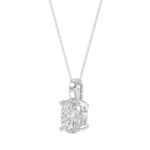 LADIES SOLITAIRE PENDANT 2 1/2CT OVAL DIAMOND 14K WHITE GOLD - Image 2