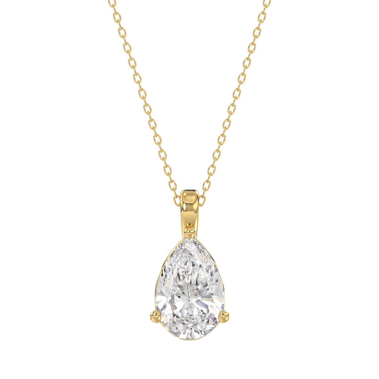 LADIES SOLITAIRE PENDANT 2 1/2CT PEAR DIAMOND 14K YELLOW GOLD - Image 1