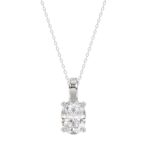 LADIES SOLITAIRE PENDANT 2CT OVAL DIAMOND 14K WHITE GOLD