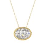 LADIES SOLITAIRE PENDANT 3.00CT OVAL DIAMOND 14K YELLOW GOLD