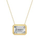 LADIES SOLITAIRE PENDANT 3CT EMERALD DIAMOND 14K YELLOW GOLD