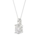 LADIES SOLITAIRE PENDANT 3CT OVAL DIAMOND 14K WHITE GOLD - Image 3