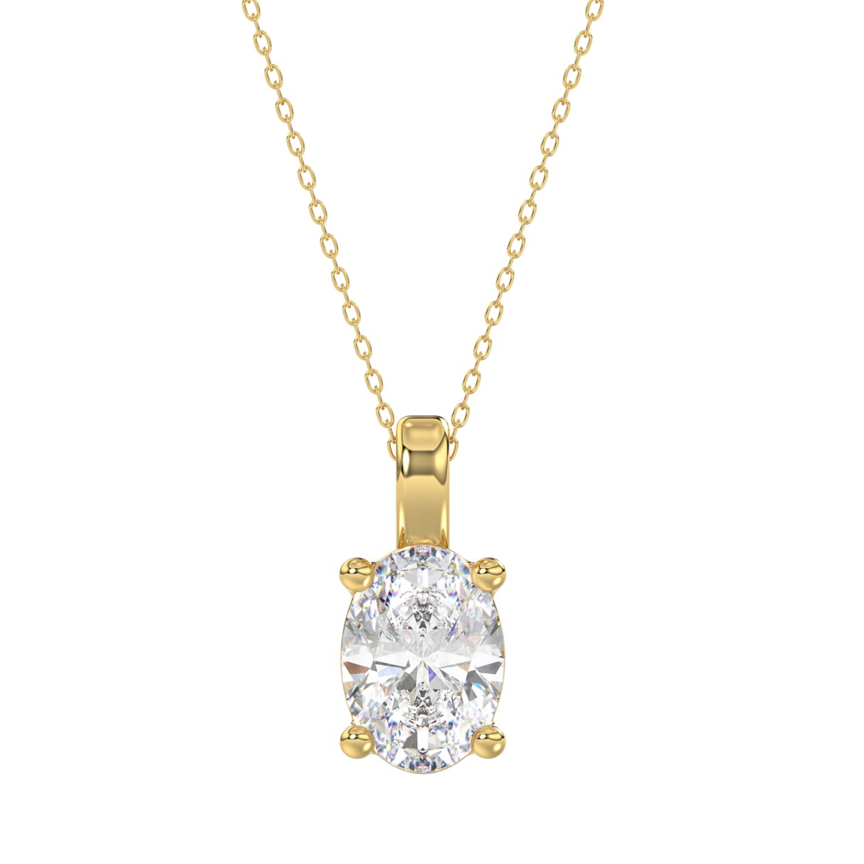 LADIES SOLITAIRE PENDANT 3CT OVAL DIAMOND 14K YELLOW GOLD - Image 1