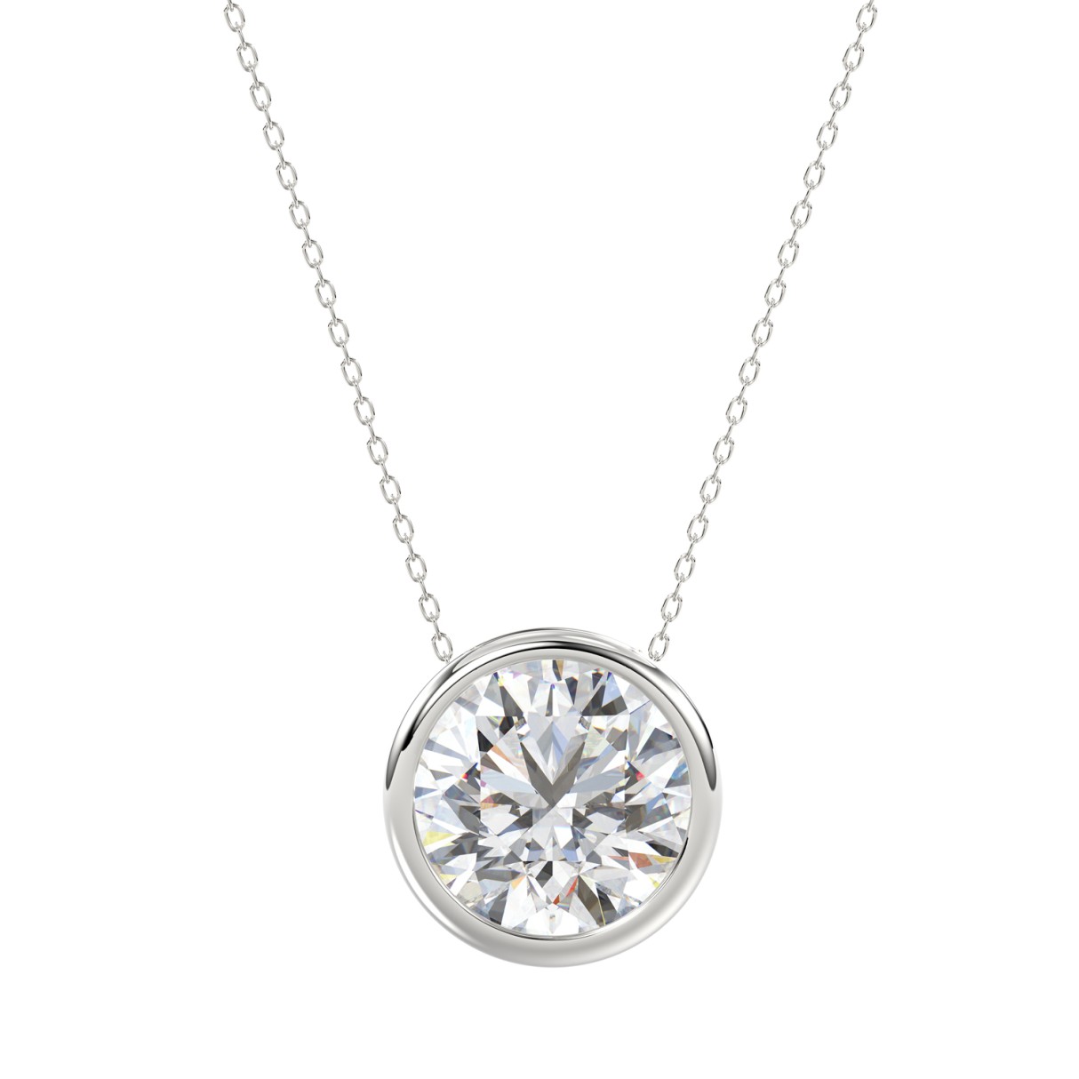 LADIES SOLITAIRE PENDANT 3CT ROUND DIAMOND 14K WHITE GOLD - Image 1