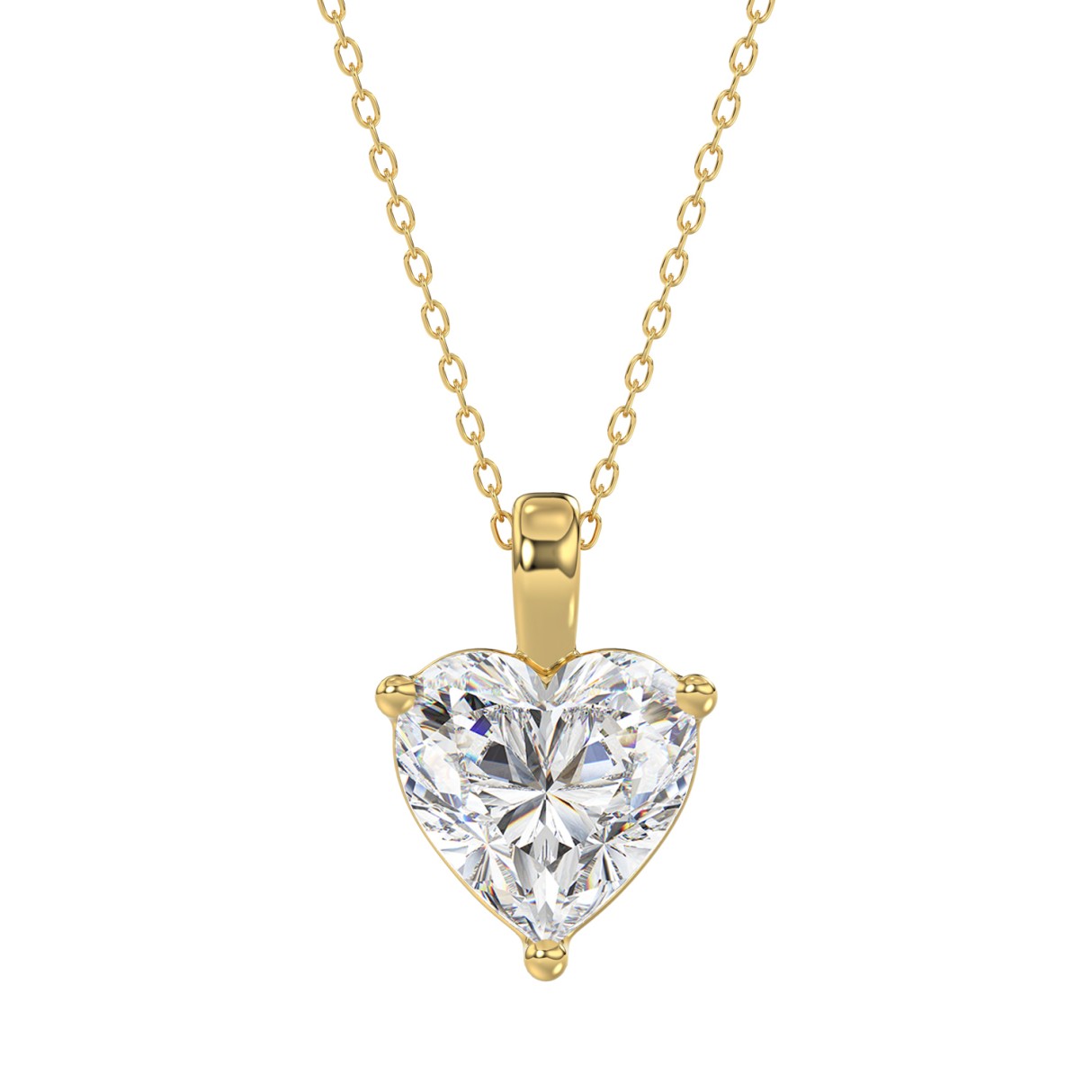 LADIES SOLITAIRE PENDANT 4.00CT HEART DIAMOND 14K YELLOW GOLD - Image 1