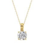 LADIES SOLITAIRE PENDANT WITH CHAIN 1 1/2CT ROUND DIAMOND 14K YELLOW GOLD