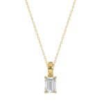 LADIES SOLITAIRE PENDANT WITH CHAIN 1/2CT EMERALD DIAMOND 18K YELLOW GOLD