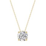 LADIES SOLITAIRE PENDANT WITH UNDER-PASS CHAIN 1 1/2CT ROUND DIAMOND 14K YELLOW GOLD