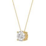 LADIES SOLITAIRE PENDANT WITH UNDER-PASS CHAIN 1 1/2CT ROUND DIAMOND 14K YELLOW GOLD - Image 3