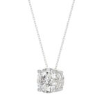 LADIES SOLITAIRE PENDANT WITH UNDER-PASS CHAIN 2.00CT ROUND DIAMOND 14K WHITE GOLD - Image 2