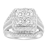 LADIES RING 1.00CT ROUND/BAGUETTE DIAMOND 10K WHITE GOLD