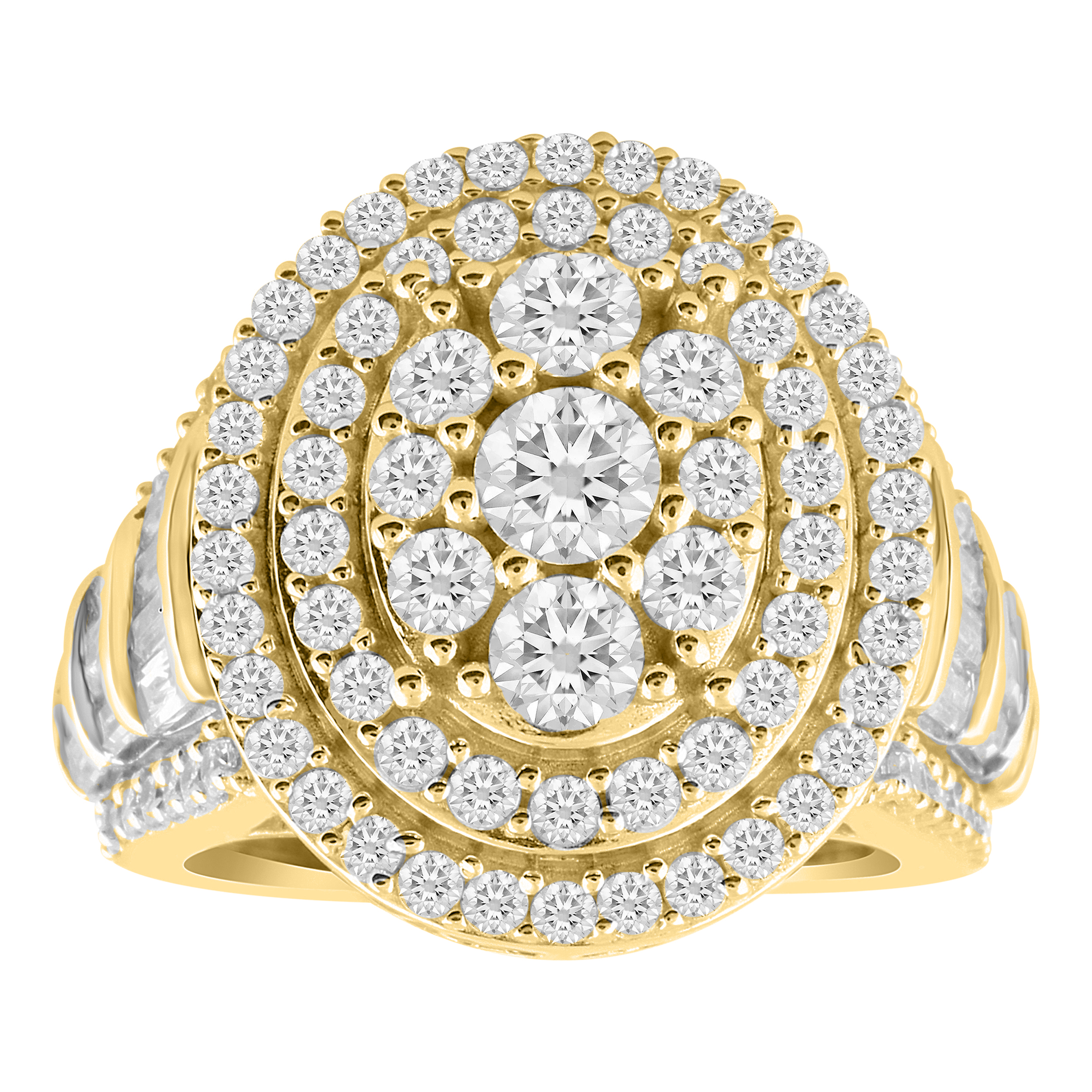 LADIES RING 3.00CT ROUND/BAGUETTE DIAMOND 10K YELLOW GOLD - Image 1