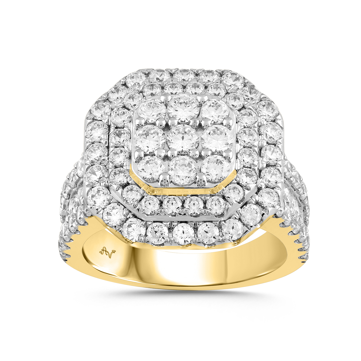 LADIES RING 3.00CT ROUND DIAMOND 10K YELLOW GOLD - Image 1