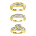 LADIES TRIO SET 1.00CT ROUND DIAMOND 10K YELLOW GOLD