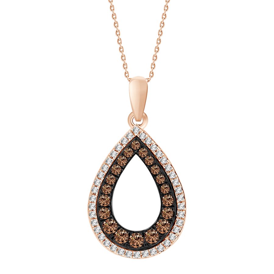 LADIES PENDANT WITH CHAIN 0.25CT ROUND/DARK BROWN DIAMOND 14K ROSE GOLD - Image 1
