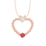 LADIES PENDANT WITH CHAIN 0.15CT ROUND/RUBY DIAMOND 14K ROSE GOLD (RUBY ROUND DIAOND- 0.10CT)