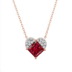 LADIES PENDANT WITH CHAIN 1.13CT ROUND/RUBY DIAMOND 14K ROSE GOLD (CENTER STONE RUBY PRINCESS -1CT) PC