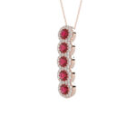 LADIES PENDANT 1.80CT ROUND/RUBY ROUND DIAMOND 14K ROSE GOLD (ROUND RUBY 1.40CT) - Image 3