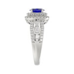 LADIES RING 1.65CT ROUND/BLUE SAPPHIRE OVAL DIAMOND 14K WHITE GOLD (CENTER STONE 0.94CT BLUE SAPPHIRE OVAL DIAMOND) - Image 4