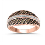 LADIES RING 0.50CT DARK BROWN/BLUE DIAMOND 14K ROSE GOLD