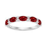 LADIES BAND 1.25CT RUBY OVAL/ROUND DIAMOND 14K WHITE GOLD (CENTER STONE 1.10CT OVAL DIAMOND)