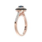 LADIES RING 0.55CT ROUND/ROUND BLUE/DARK BROWN DIAMOND 14K ROSE GOLD - Image 3