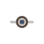 LADIES RING 0.55CT ROUND/ROUND BLUE/DARK BROWN DIAMOND 14K ROSE GOLD - Image 5