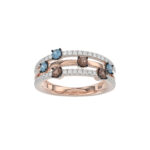 LADIES BAND 0.75CT ROUND/ROUND BLUE/DARK BROWN DIAMOND 14K ROSE GOLD