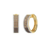 LADIES HOOPS EARRING 1.50CT ROUND/ROUND DARK BROWN DIAMOND 14K YELLOW GOLD - Image 3