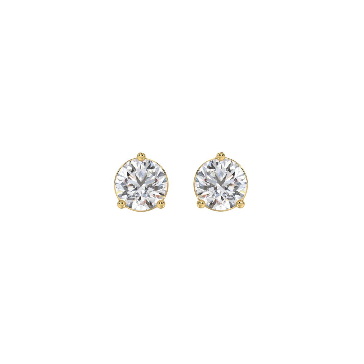 14K YELLOW GOLD 1CT ROUND DIAMOND LADIES SOLITAIRE EARRINGS - Image 1