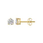 14K YELLOW GOLD 1CT ROUND DIAMOND LADIES SOLITAIRE EARRINGS - Image 2