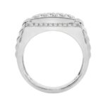 Men's Fashion Ring 1.00CT in 14k White Gold featuring a square cluster of round-cut diamonds (Color F-G -Clarity VS1/VS2) - Image 2