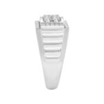 Men's Fashion Ring 1.00CT in 14k White Gold featuring a square cluster of round-cut diamonds (Color F-G -Clarity VS1/VS2) - Image 3