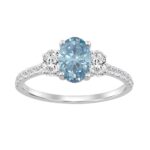 1 1/2CT Elegance Halo Ring 14k Round/Oval Diamond White Gold 1.00CT Blue Oval Center stone (Color F-G -Clarity VS1/VS2)